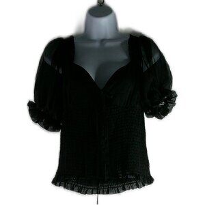 bebe- Black Corset Smocking Waist Top - Size 10